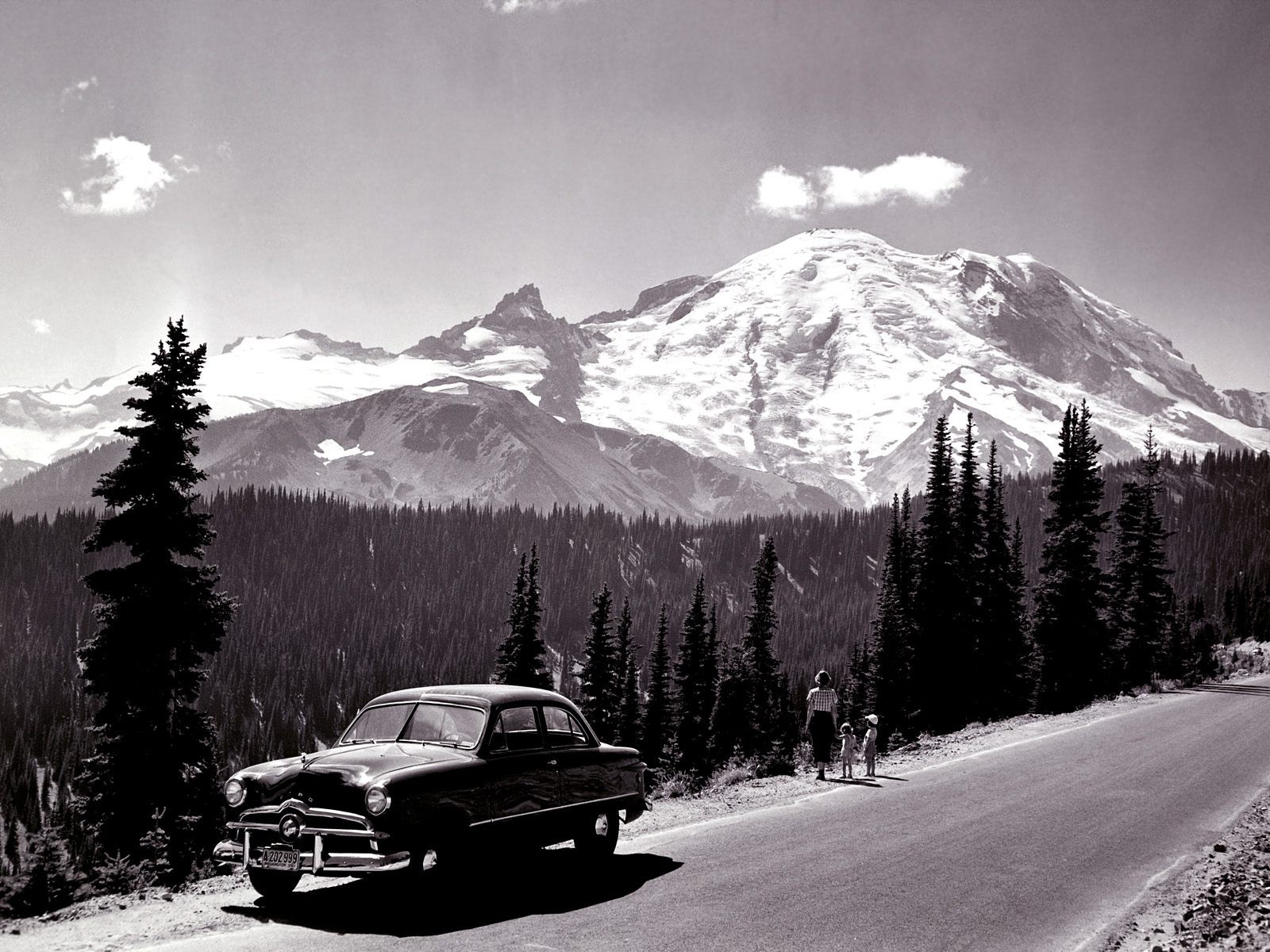 Family at Mount Rainier viewpoint