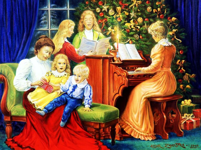 Family at Piano by Tree