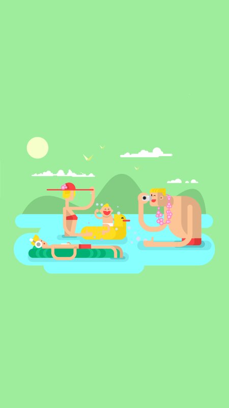 Family at the Beach — Green