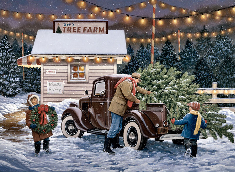 Family at Tree Farm — Brown