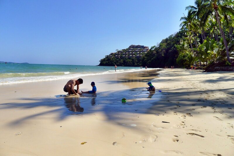 Family at tropical beach