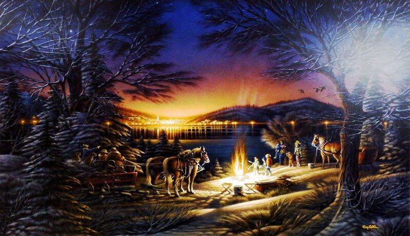 Family at Winter Campfire