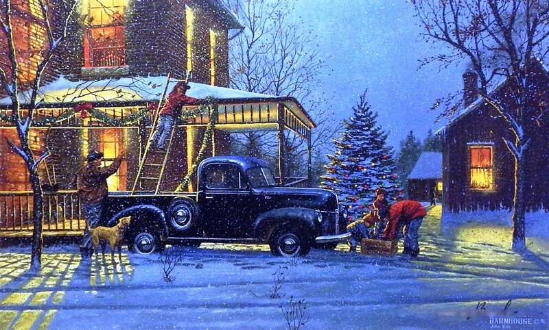 Family Decorating Porch