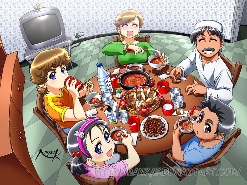 Family Eating Dinner — Brown