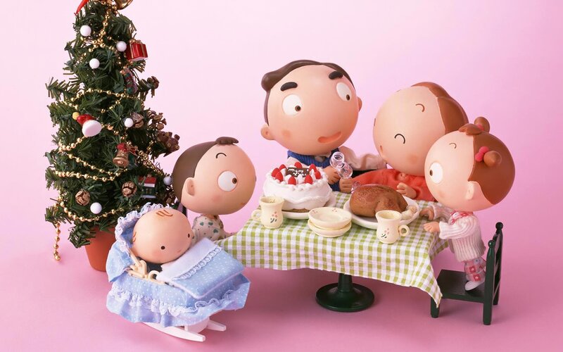 Family Figurines at Table