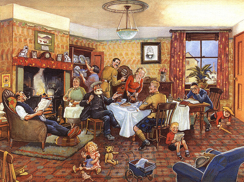 Family gathering in living room