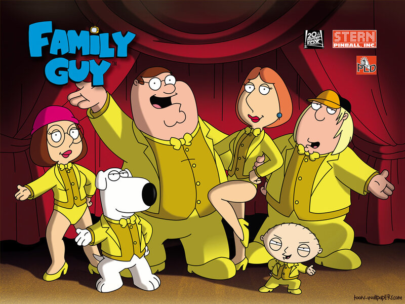 Family Guy cast in yellow suits