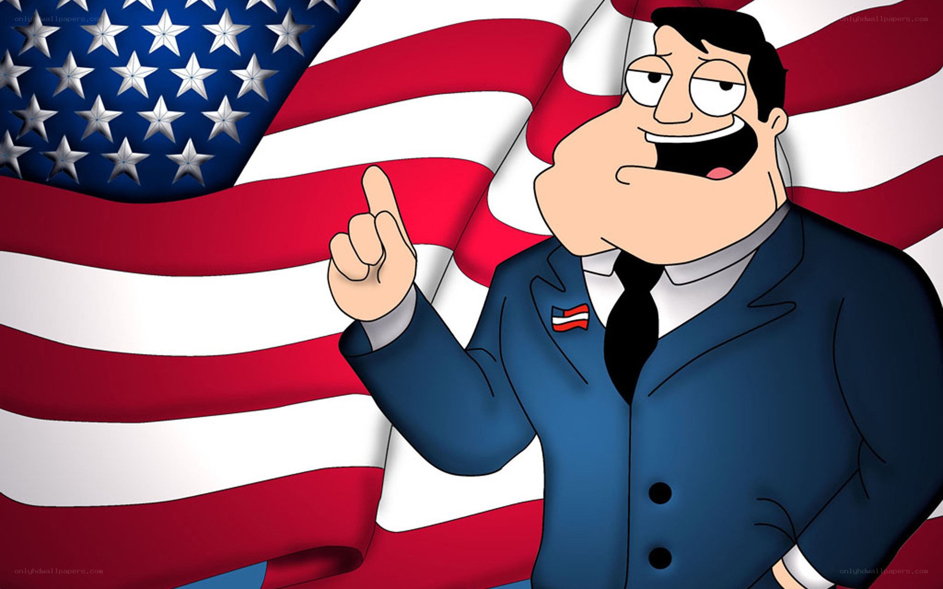 Family Guy character with American flag