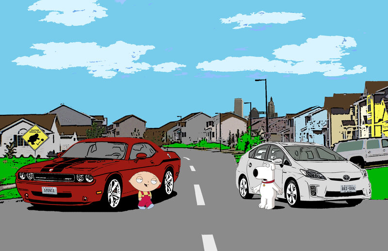 Family Guy characters on street