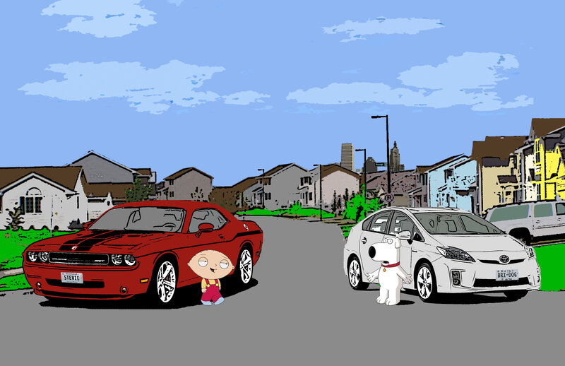 Family Guy characters with cars