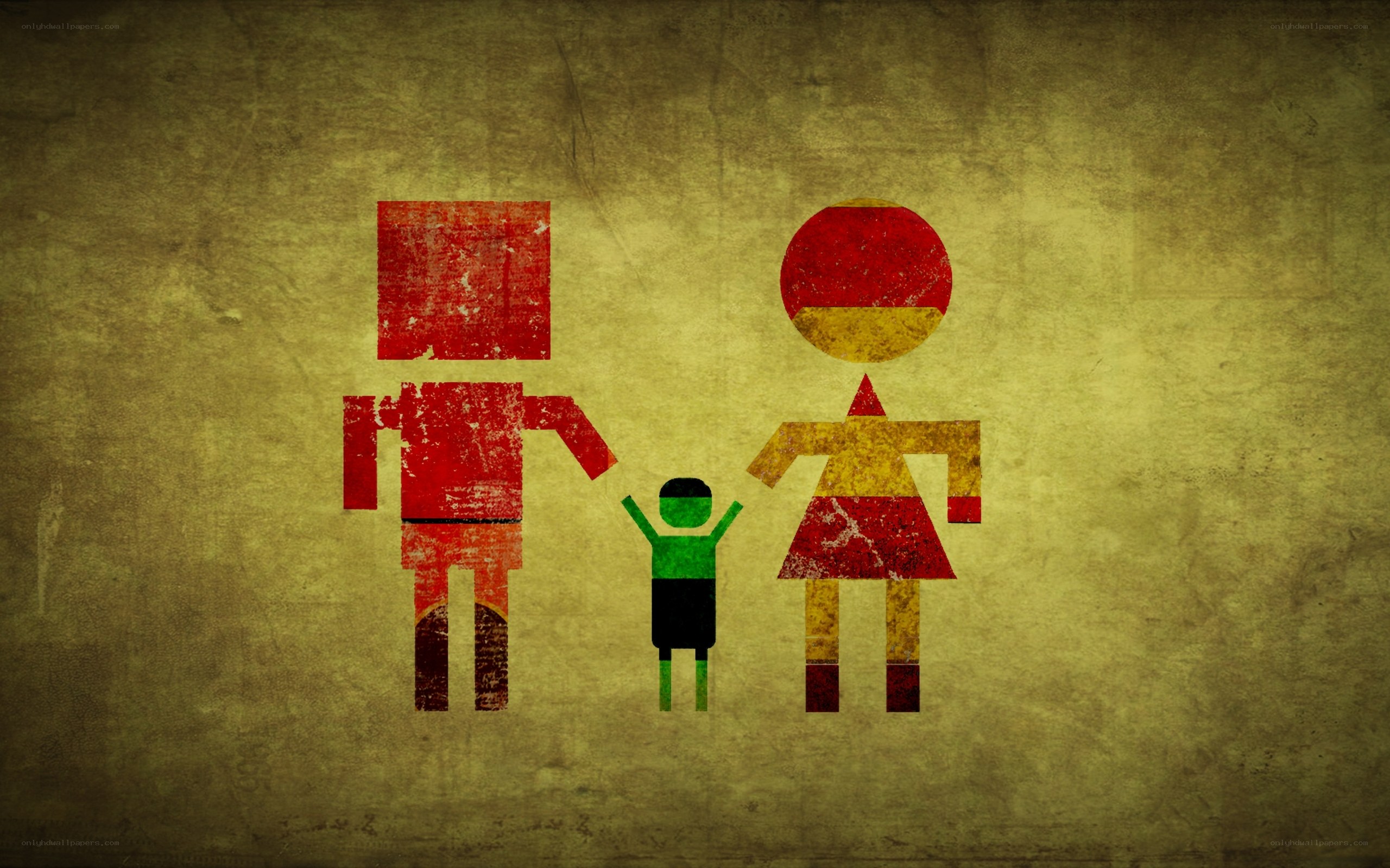family illustration on textured background