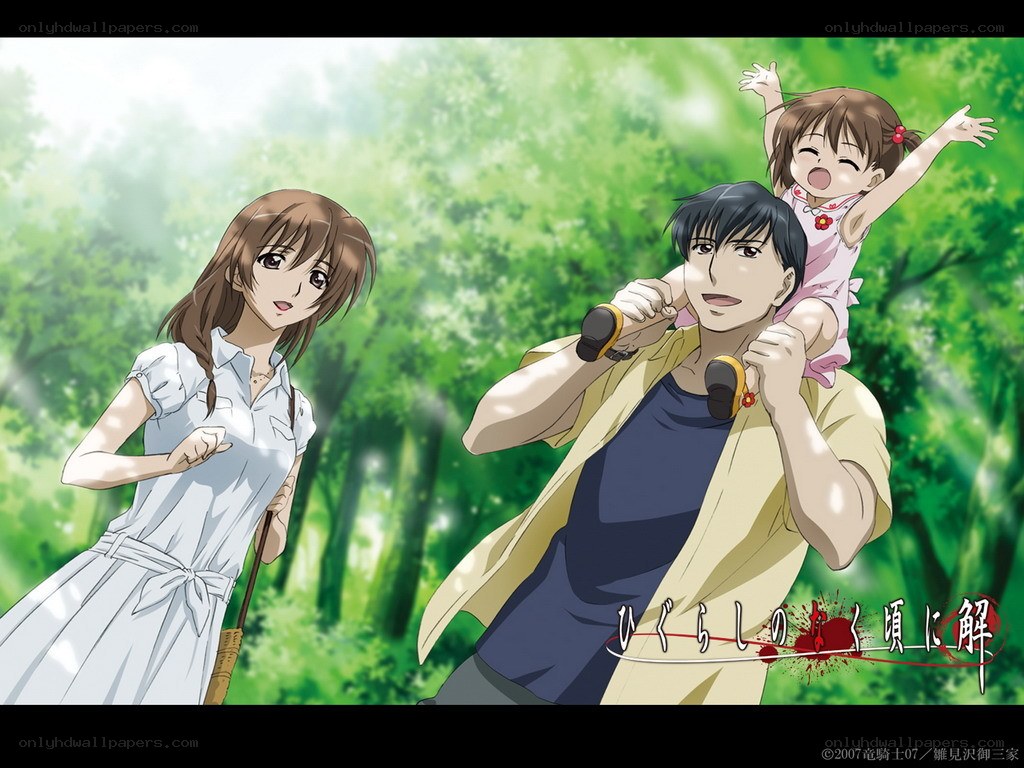 Family in a forest scene