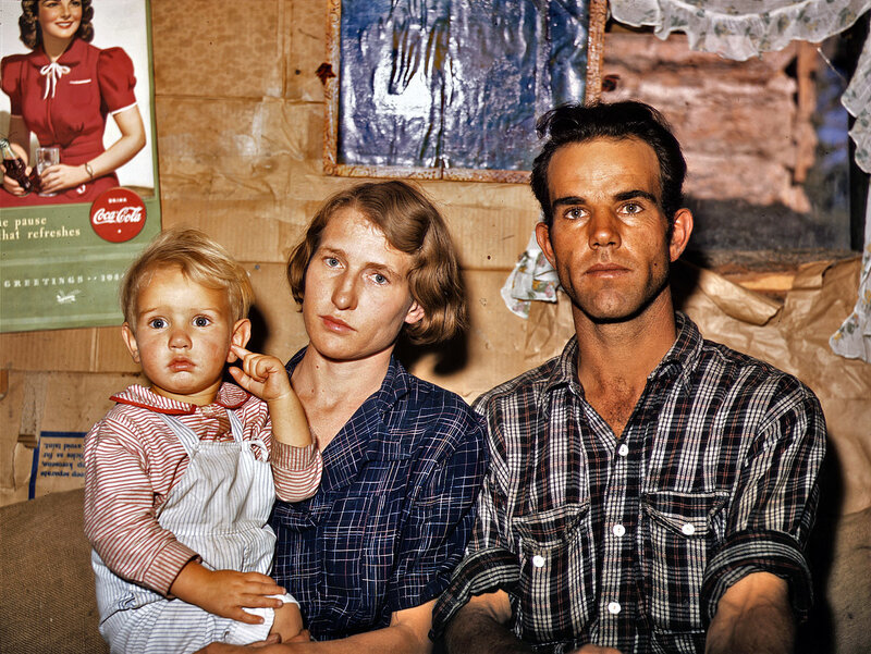 Family in a modest home