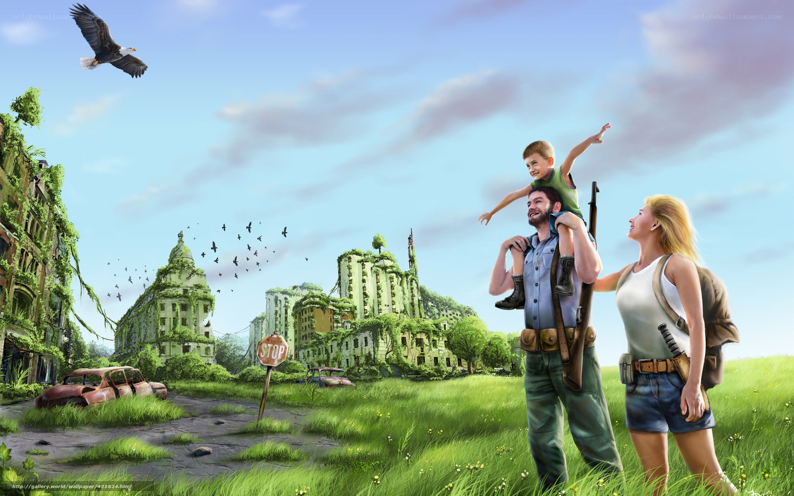 Family in a post-apocalyptic world