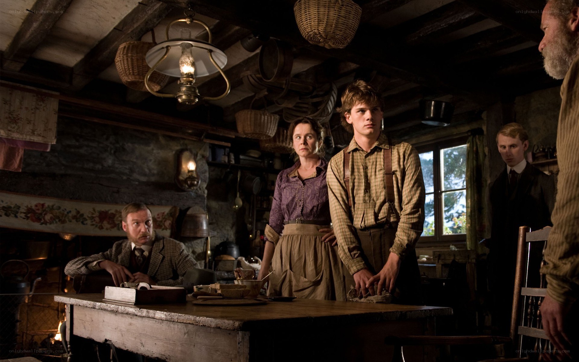 Family in a rustic kitchen