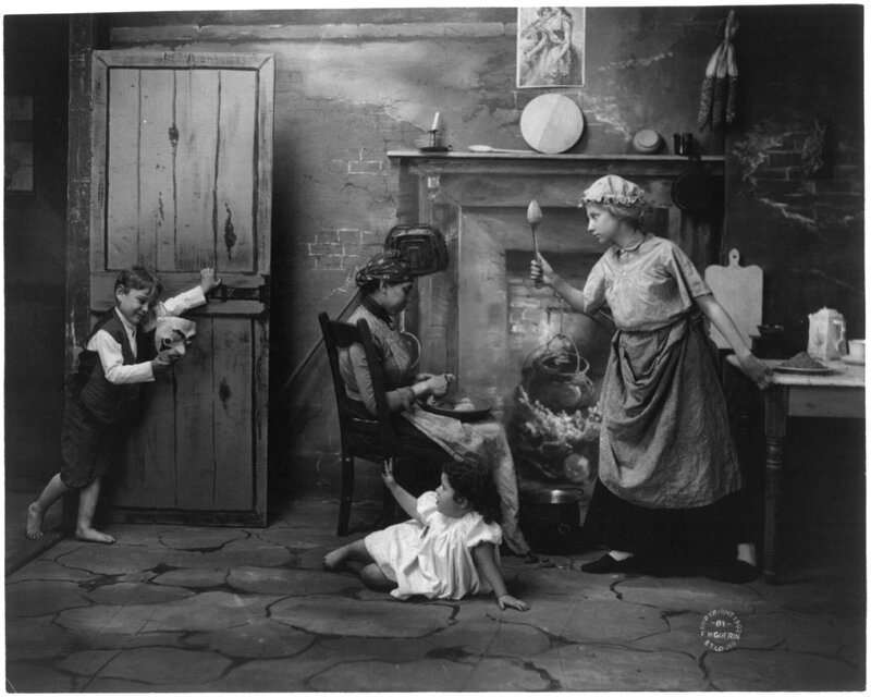 Family in a rustic kitchen