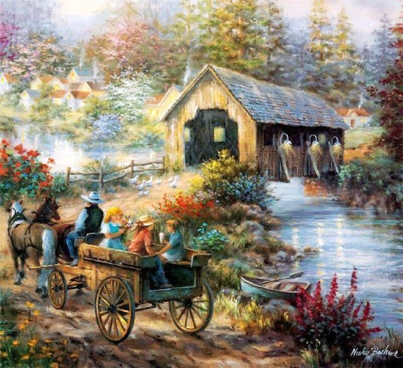 Family in a Wagon