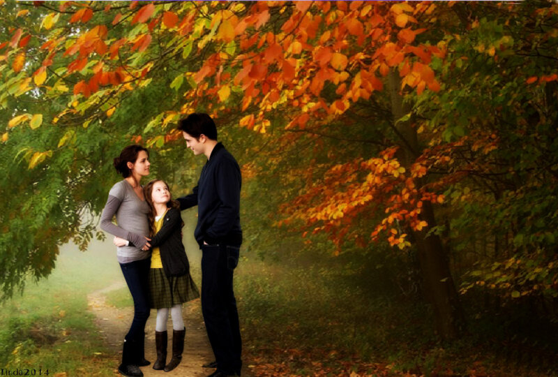 Family in Autumn Forest