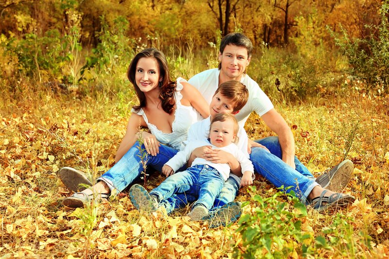 Family in autumn park