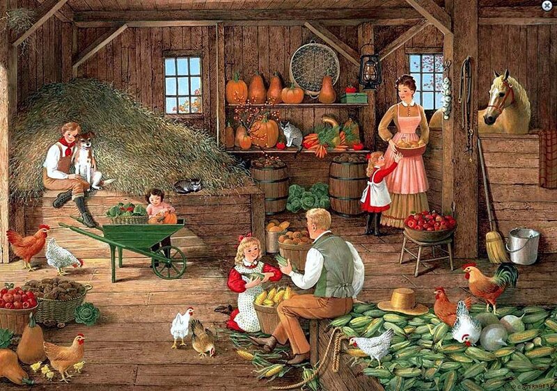 Family in Barn
