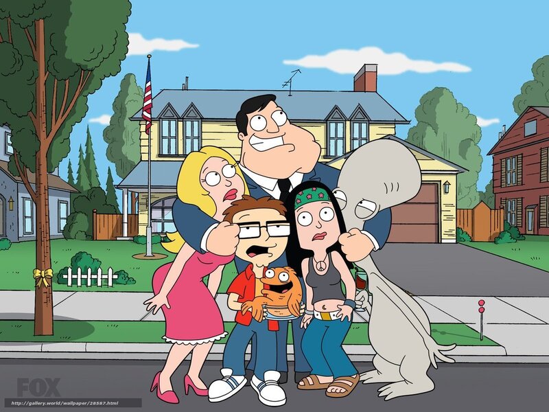 Family in front of house