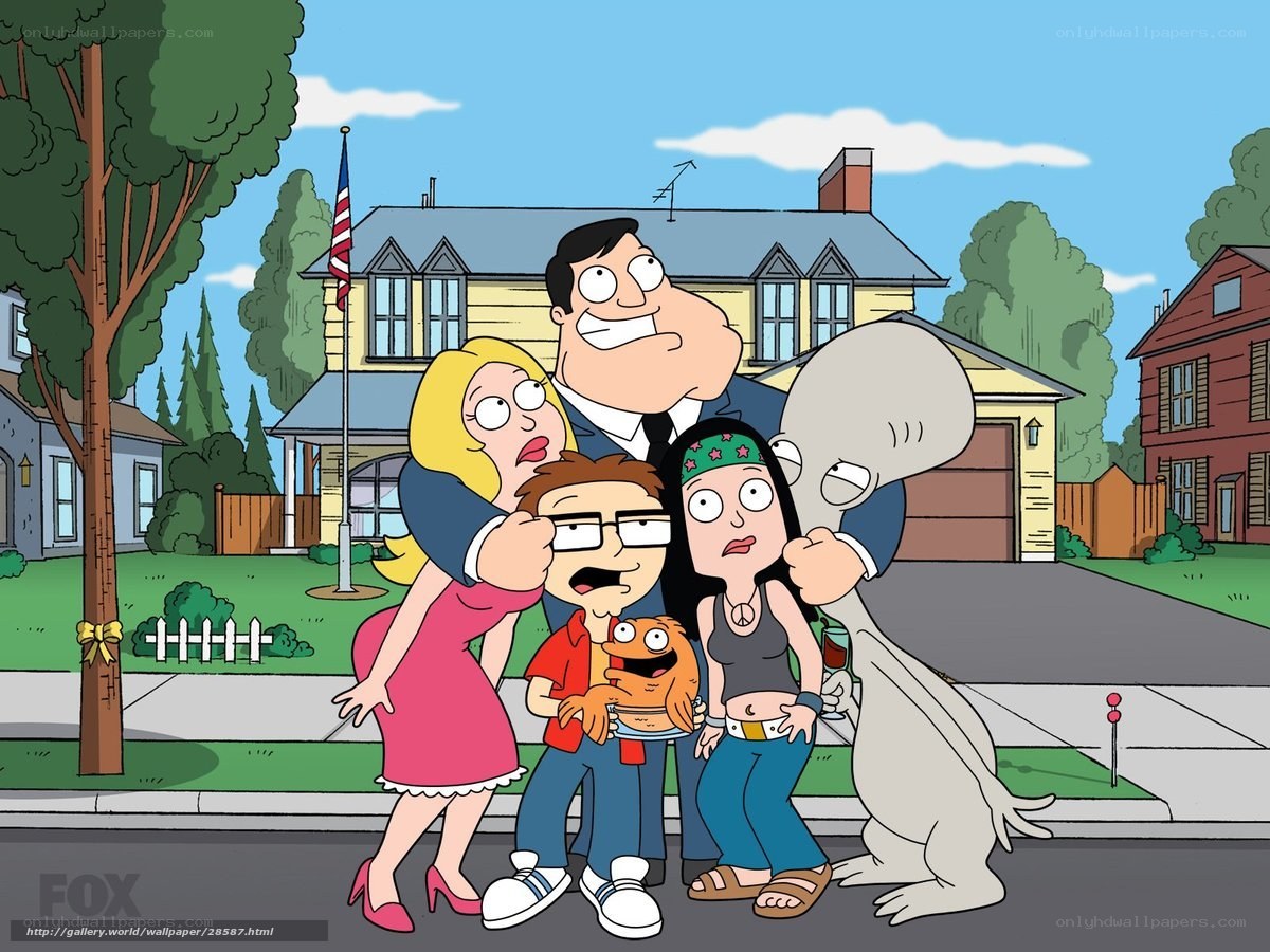 Family in front of house