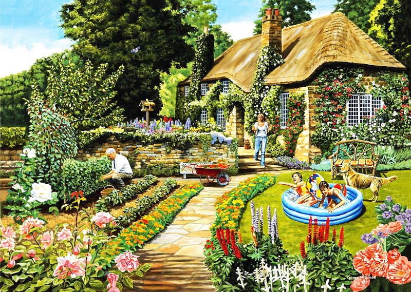 Family in Garden — Green, Peaceful