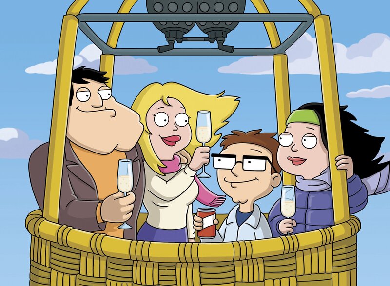 Family in hot air balloon