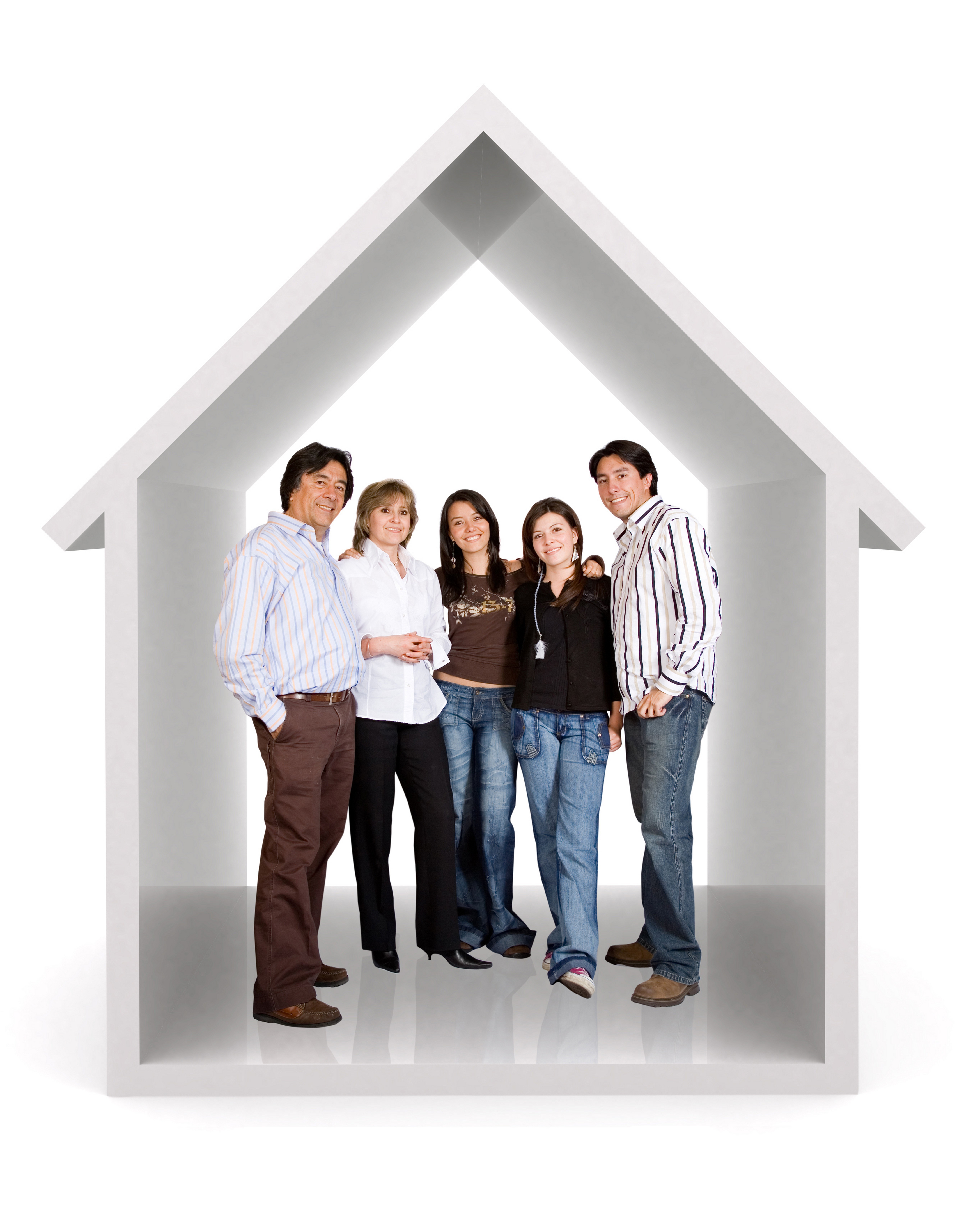 family in house shape