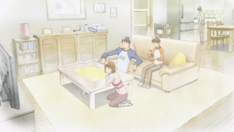 Family in Living Room — Beige