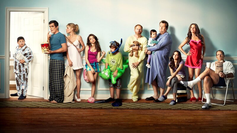 Family in pajamas lineup