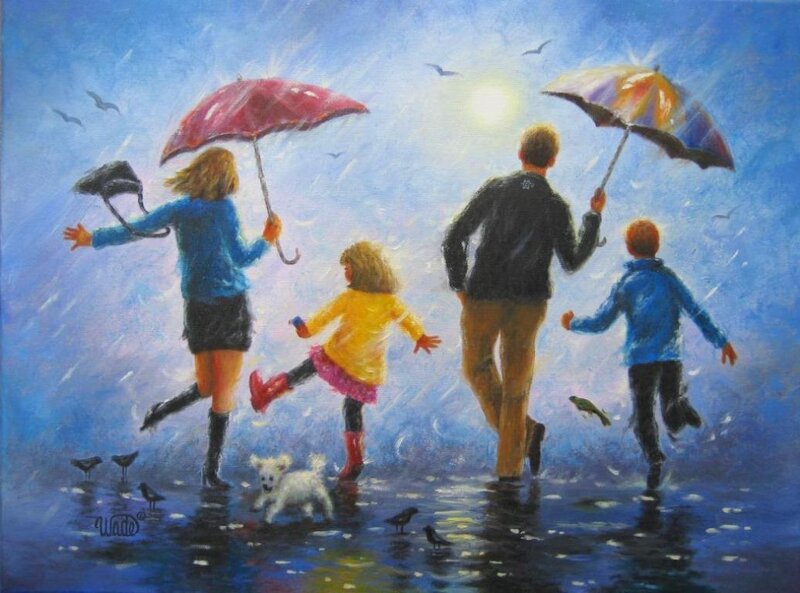 Family in Rain