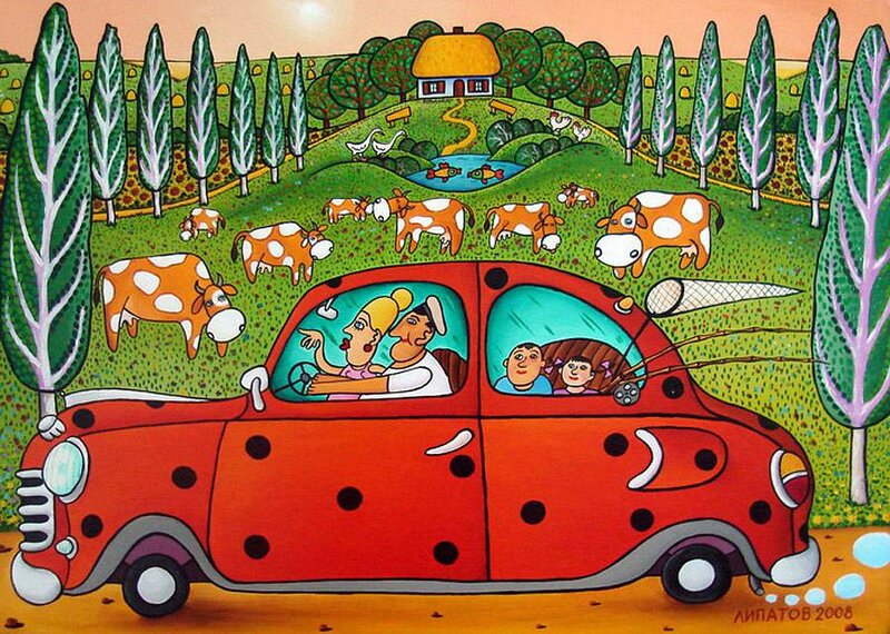 Family in Red Car