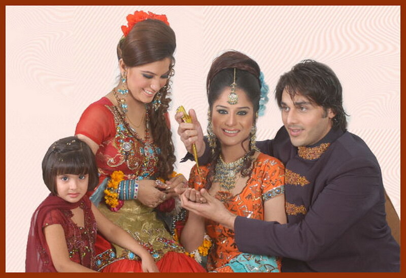 Family in traditional attire