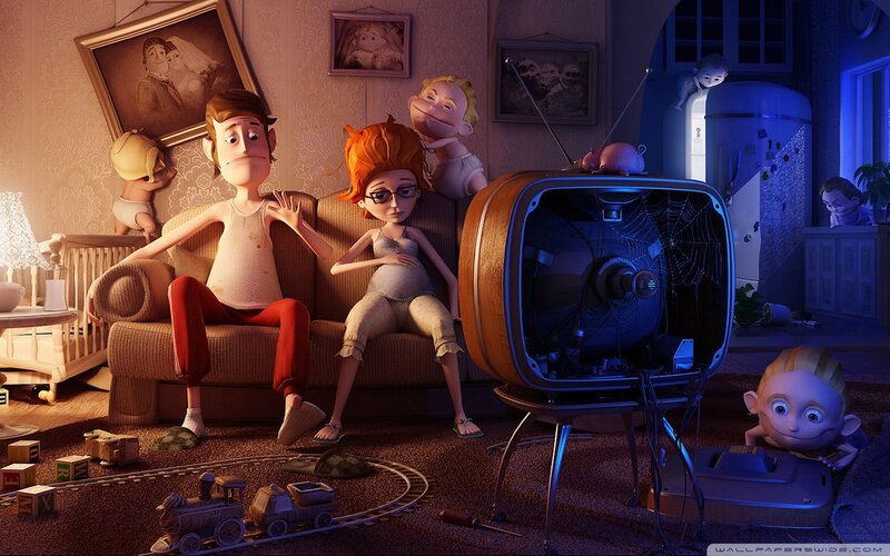 Family living room scene