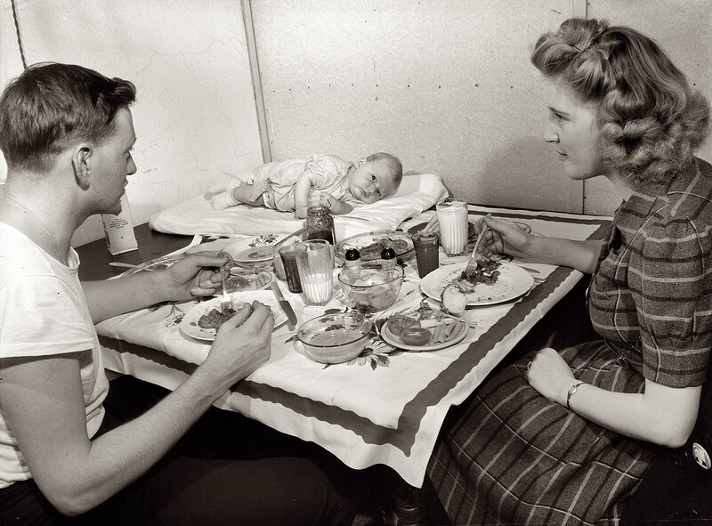 Family meal with baby