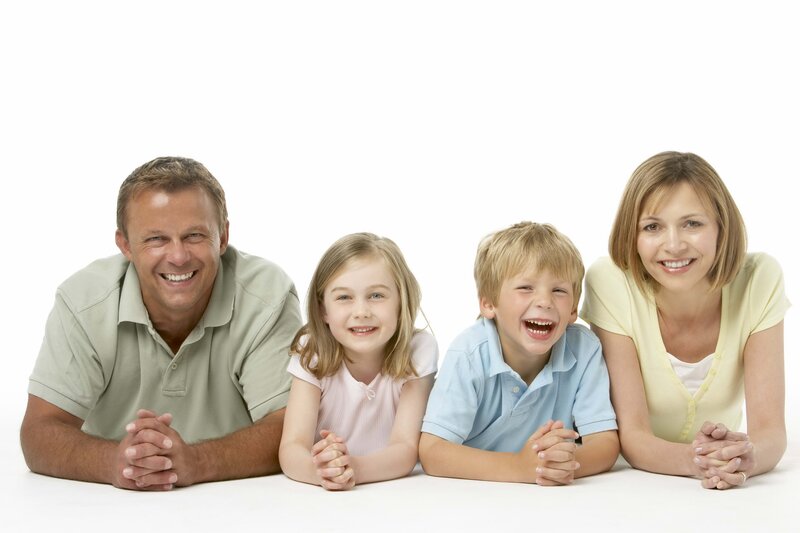 Family of Four Lying Down