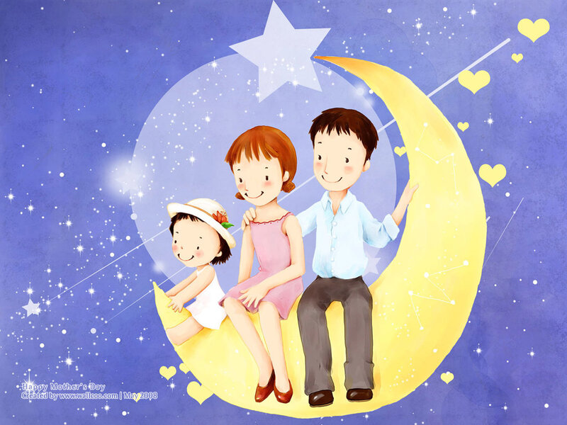 Family on a Crescent Moon