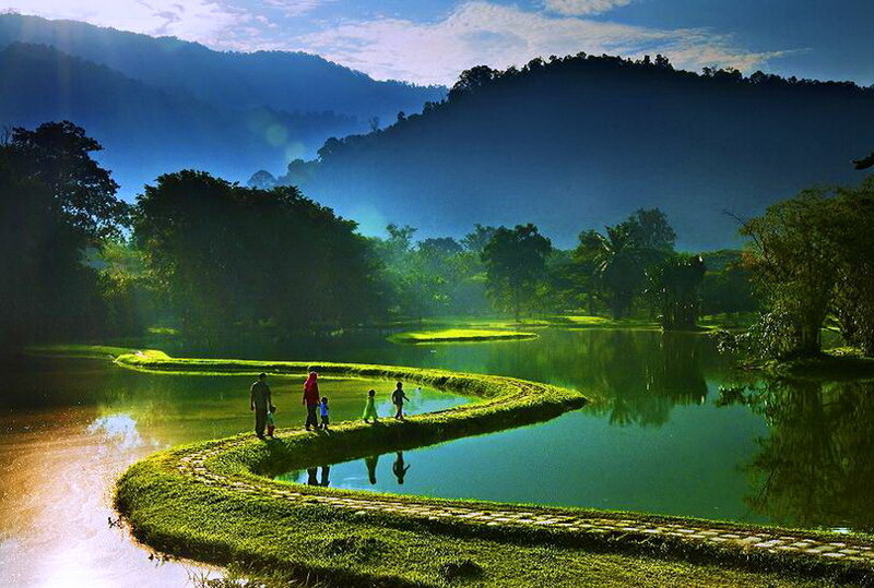 Family on a Curved Path
