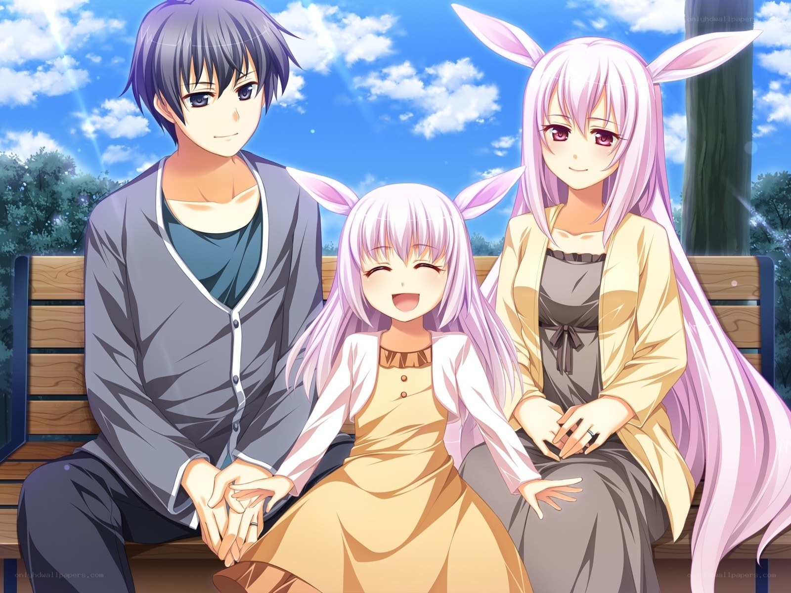 family on a park bench