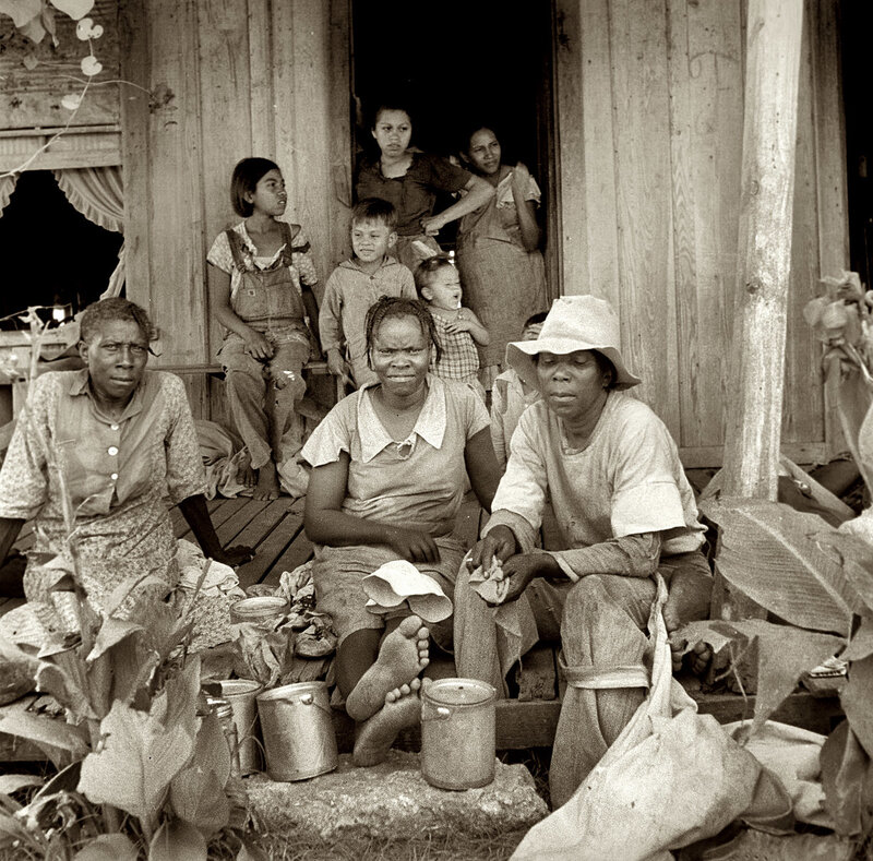 Family on a porch in rural America
