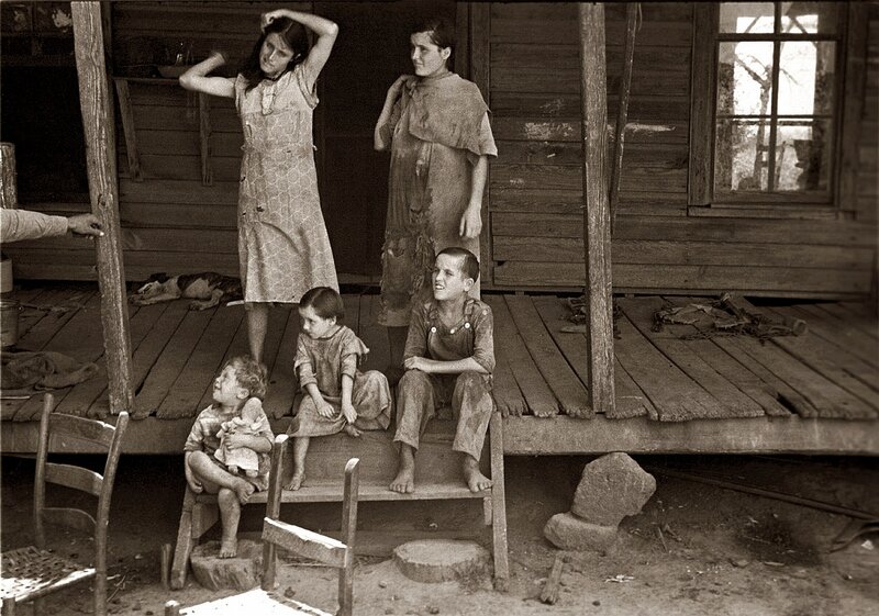 Family on a porch in rural America
