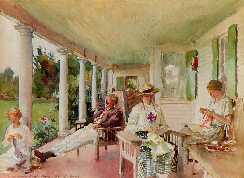 Family on a porch