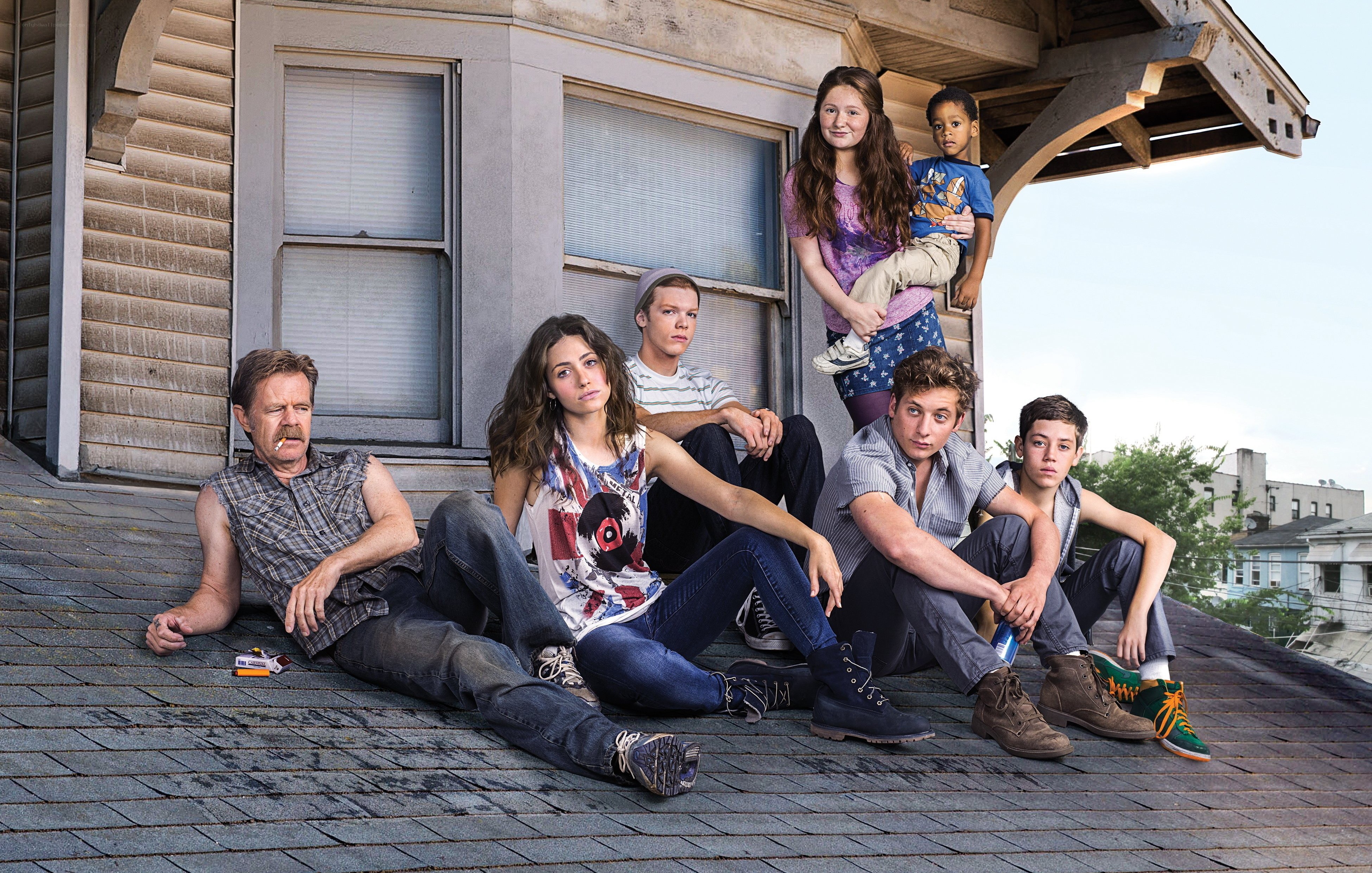 Family on a rooftop
