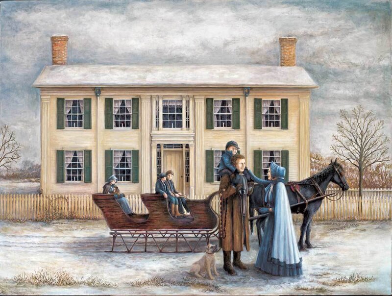 Family on a Sleigh in Winter