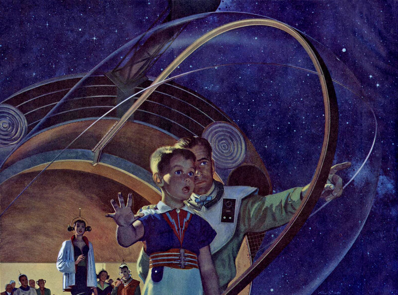 Family on a spaceship