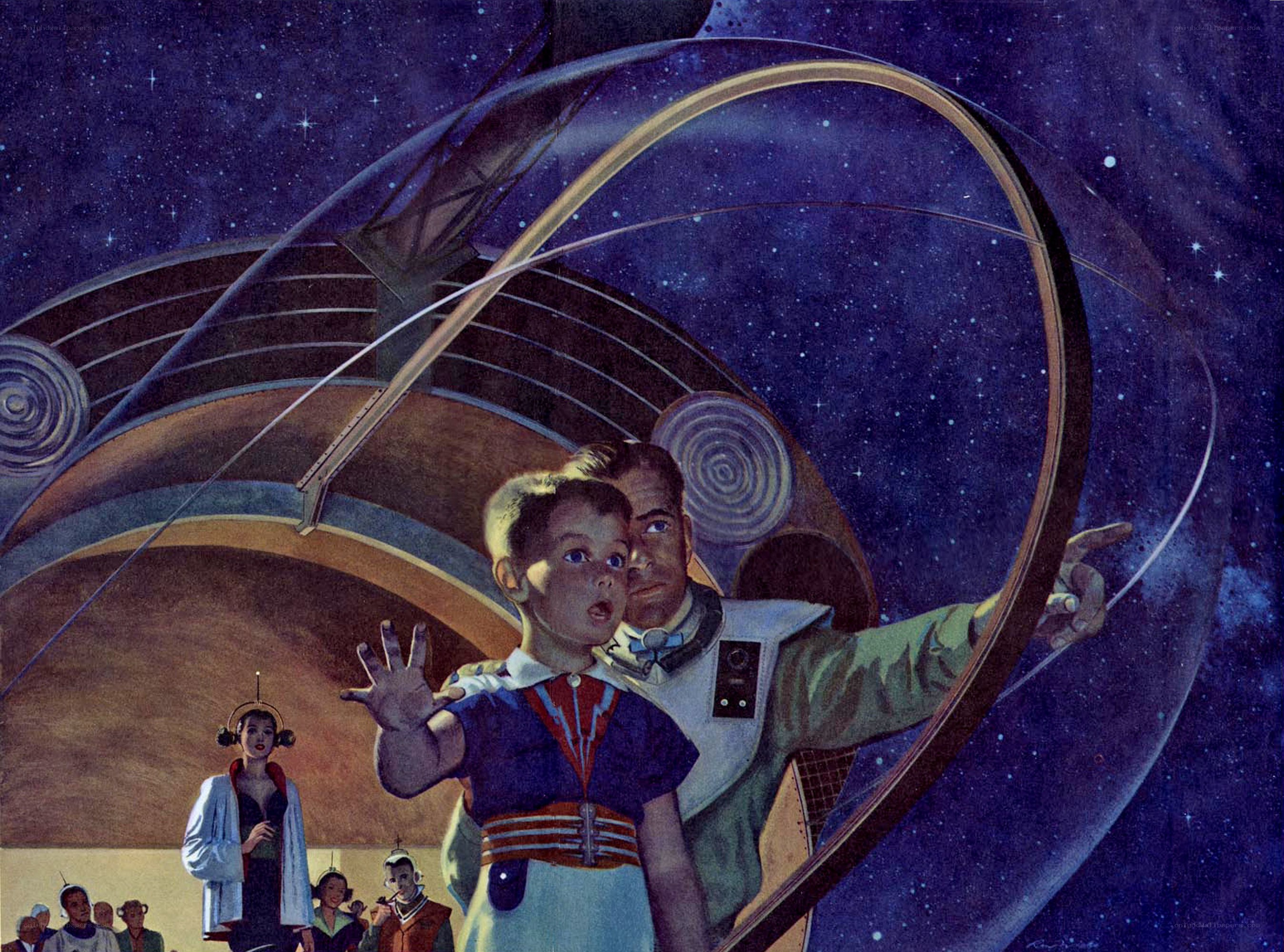 Family on a spaceship