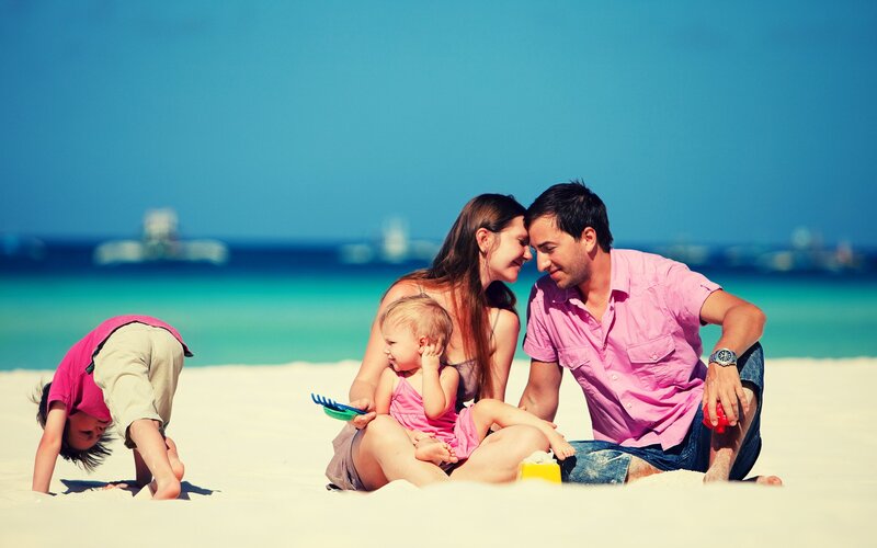 Family on a sunny beach