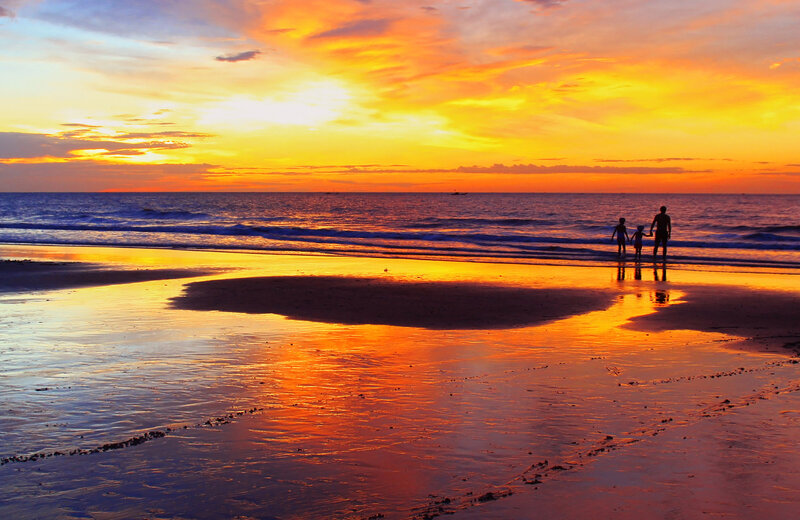Family on Beach at Sunset — Orange