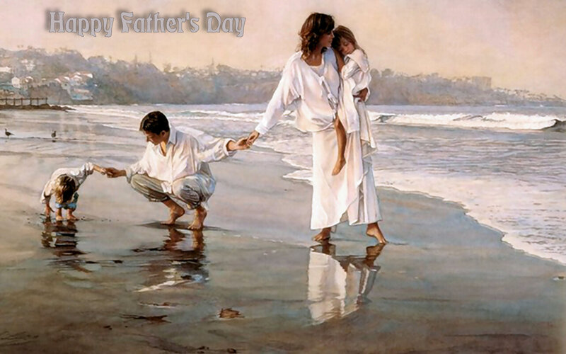 Family on Beach — White